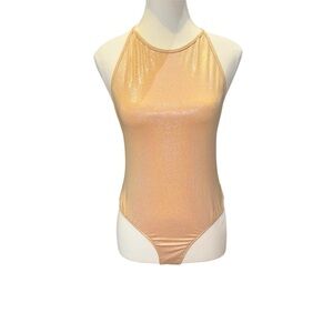 Shimmering Gold Halter Bodysuit